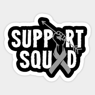 Support Squad Brain Cancer Awareness Gray Ribbon Sticker